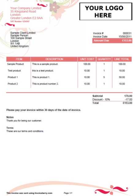 create business invoice template