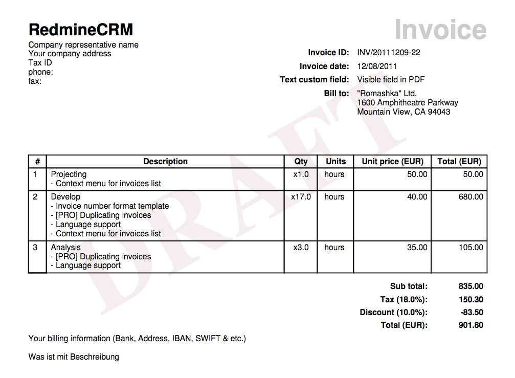 create custom invoice template