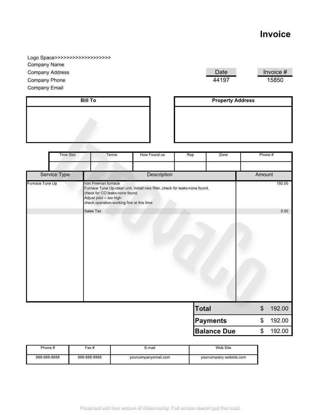 printable handyman invoice template