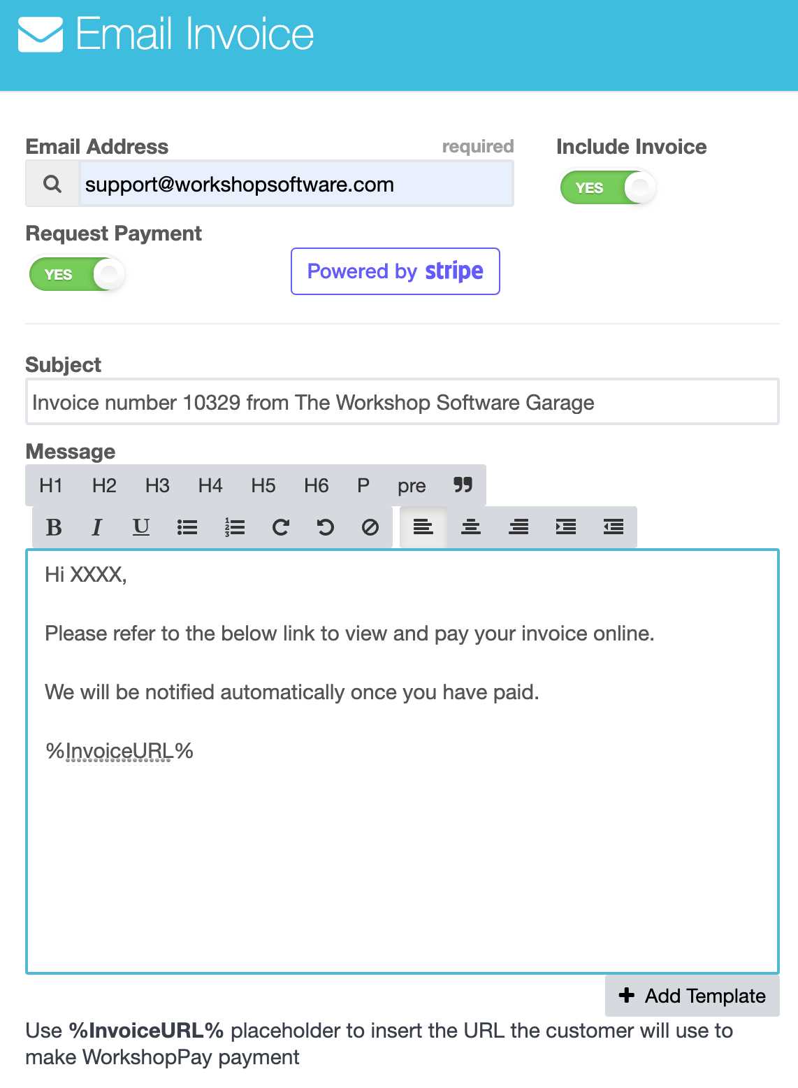 customer invoice email template