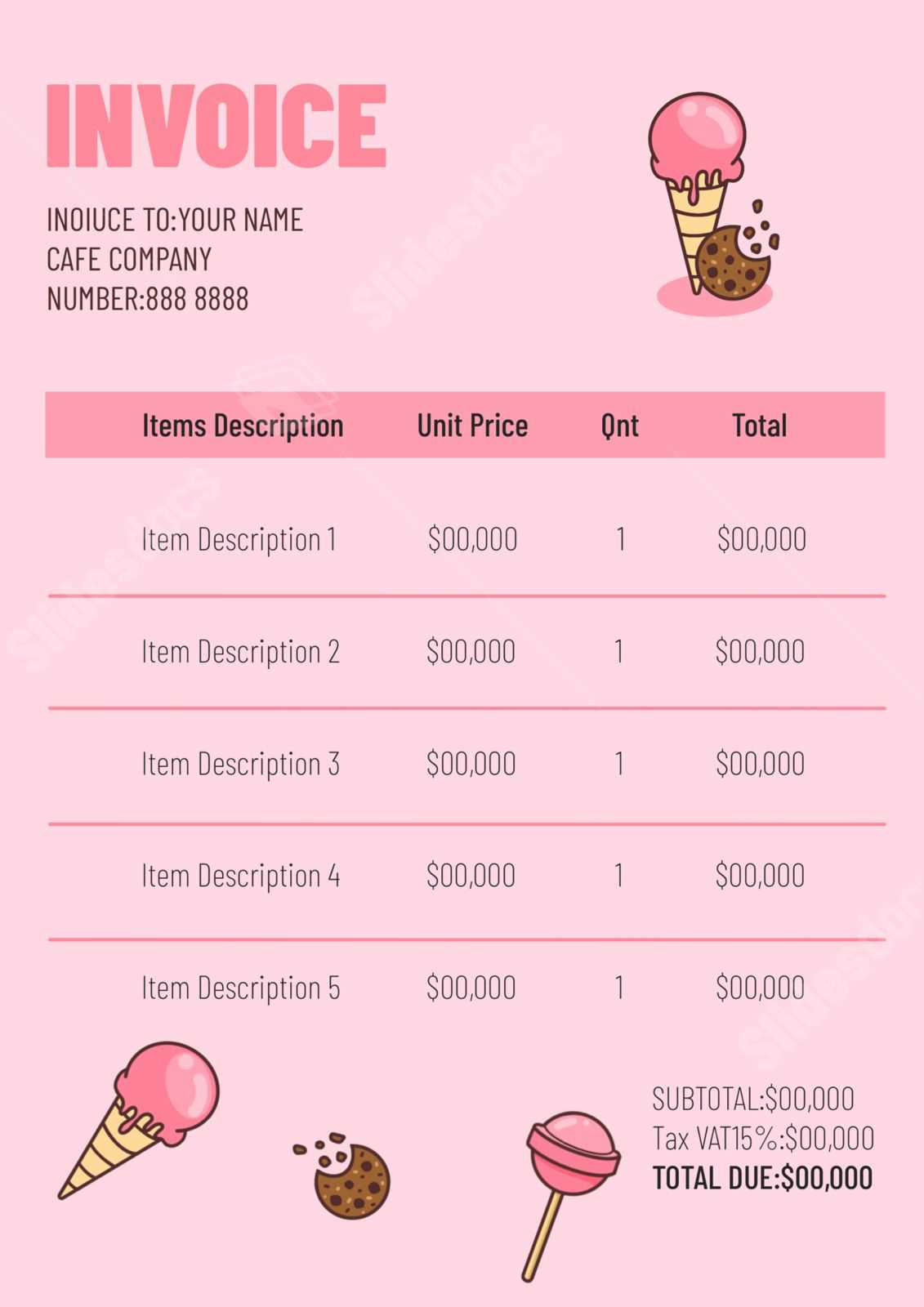 cute invoice template free download