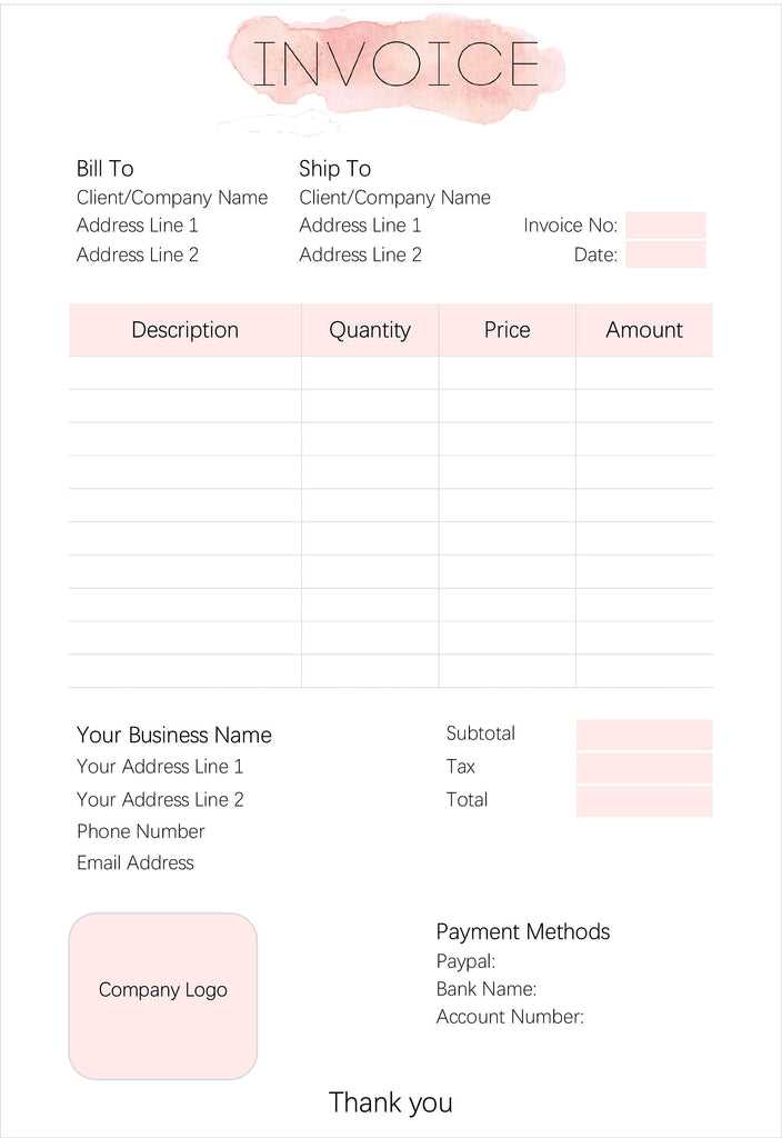 cute invoice template free download