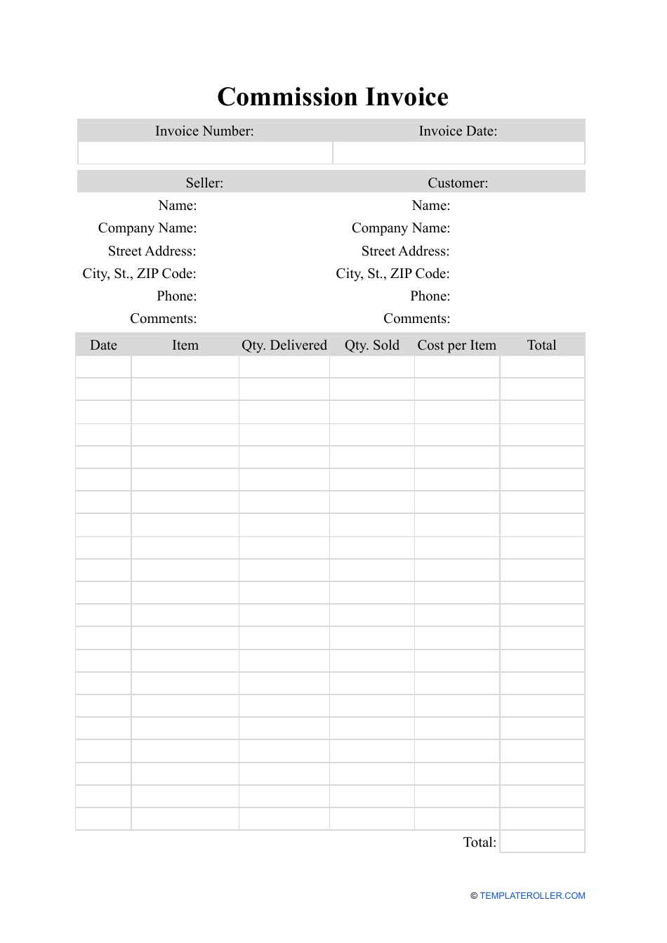 real estate commission invoice template