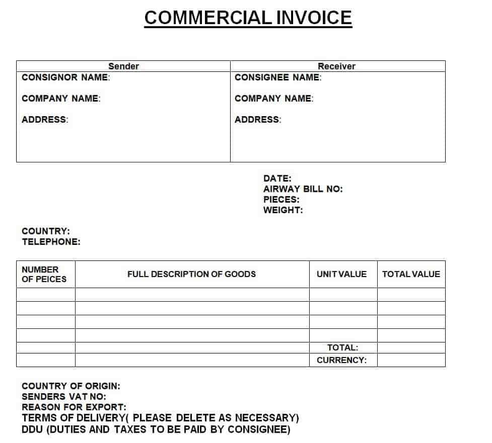 international invoice template