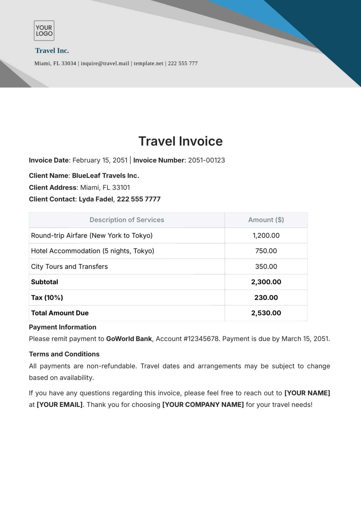 invoice disclaimer template