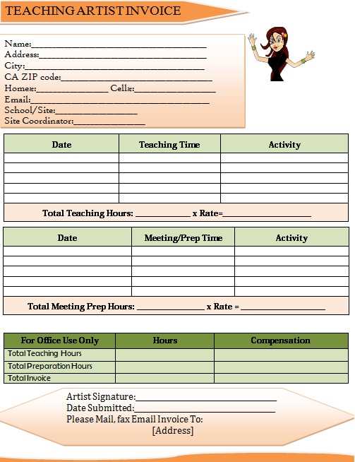 dance teacher invoice template