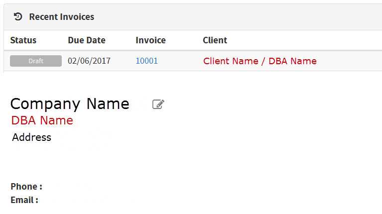 dba invoice template