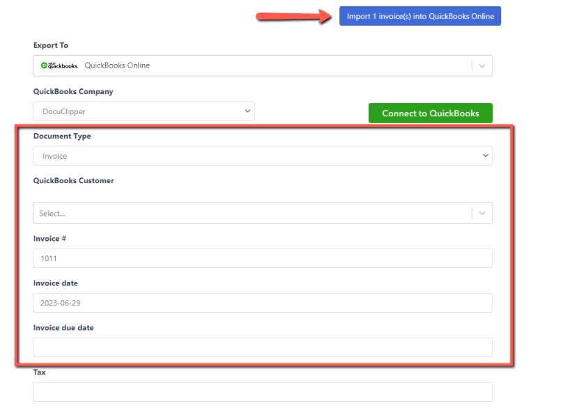 quickbooks export invoice template