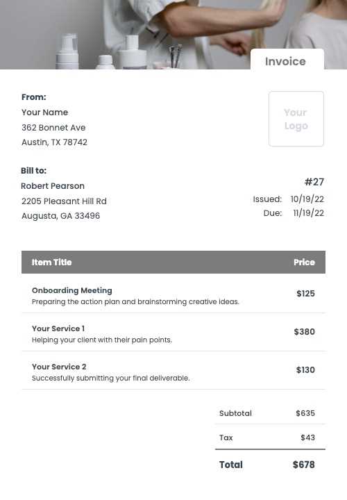 salon invoice template