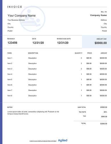 free printable daycare invoice template