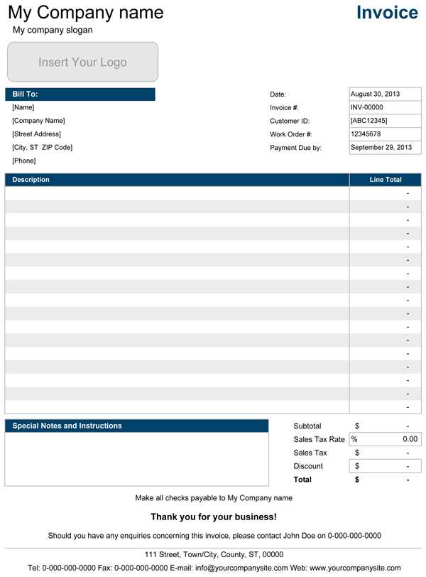 plumbing invoice template excel