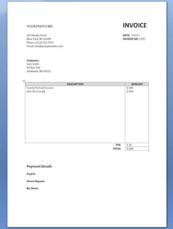 deposit invoice template word