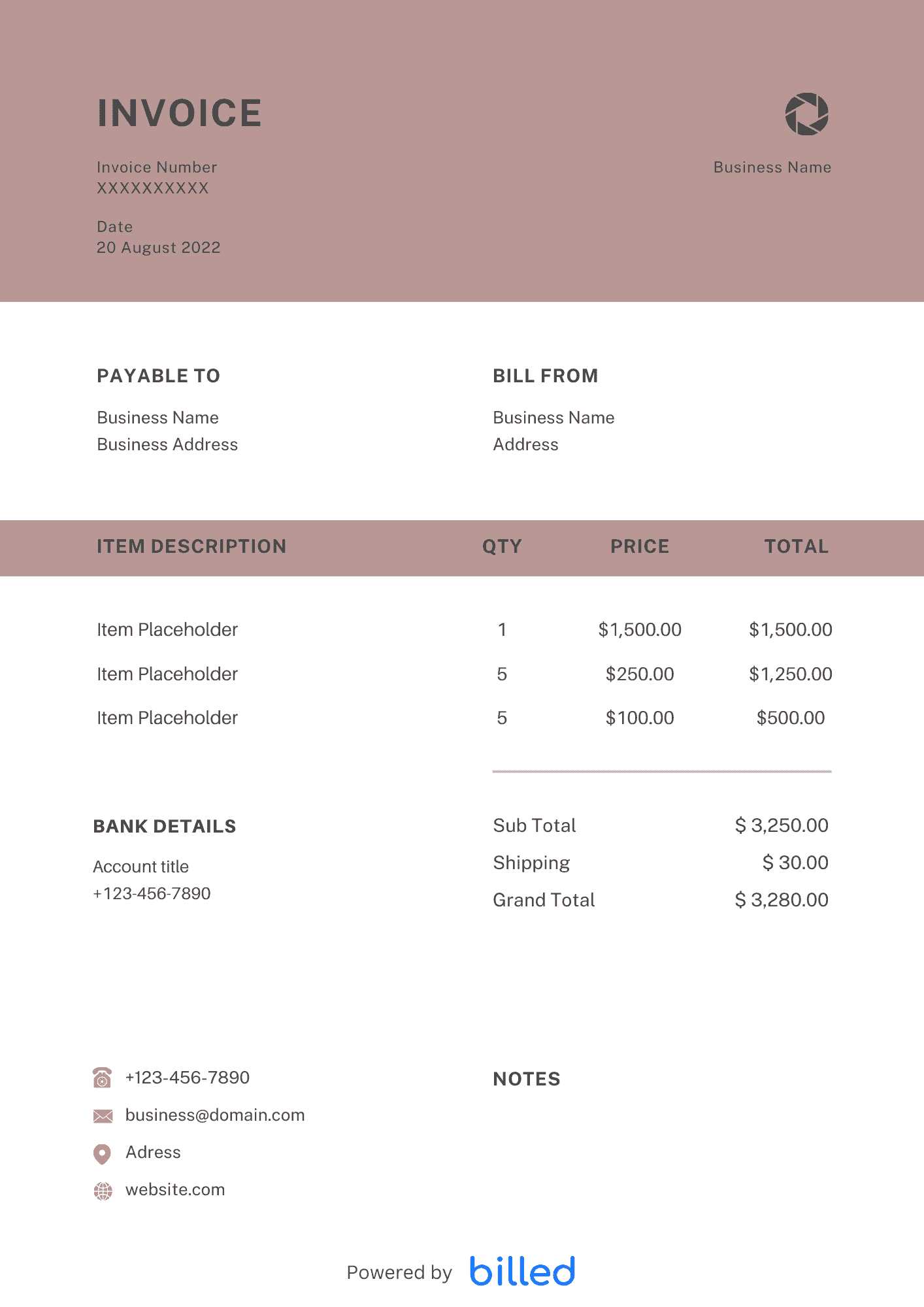 designer invoice template