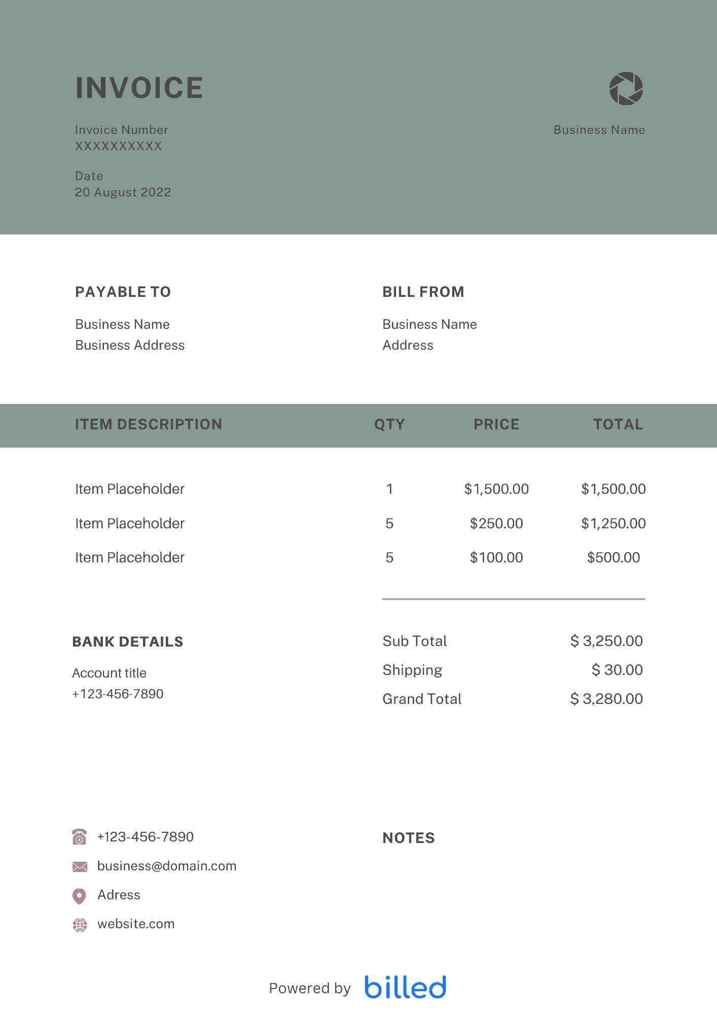 freelance writing invoice template