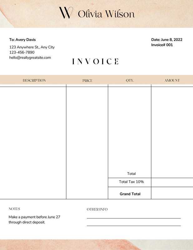 blank invoice template word doc