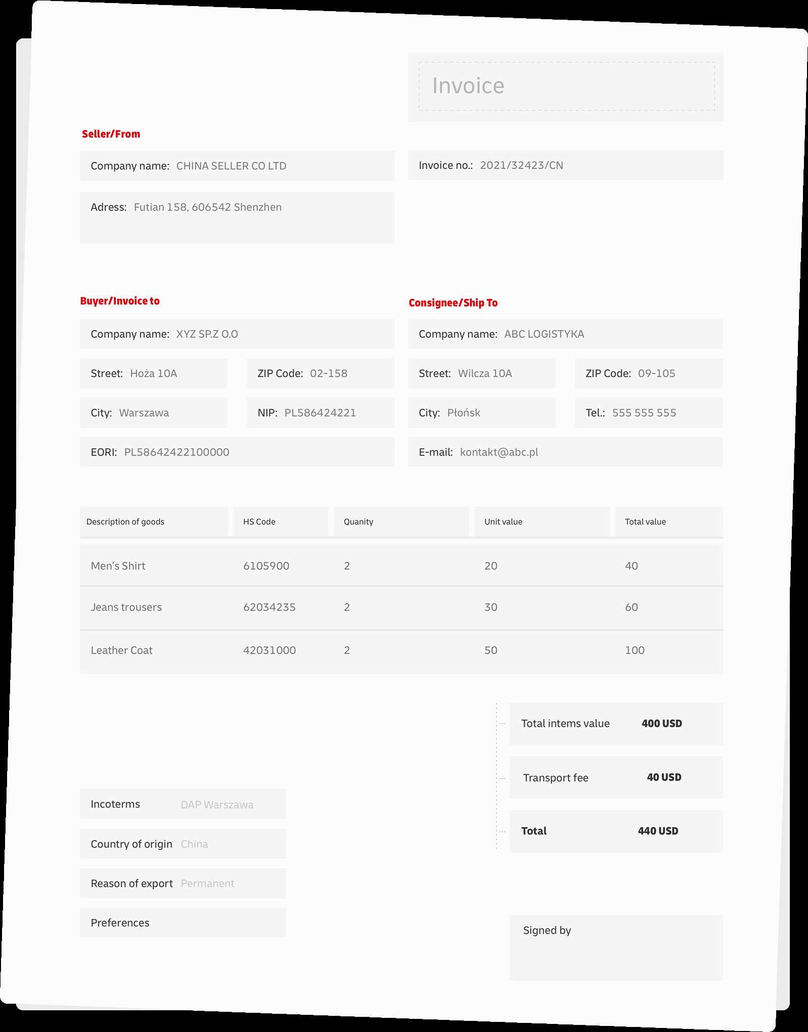 dhl proforma invoice template