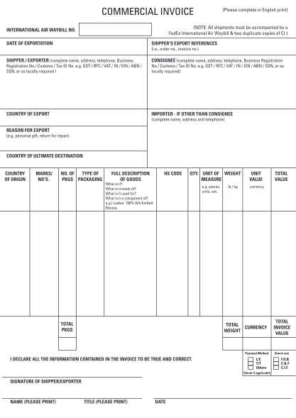 dhl shipping invoice template