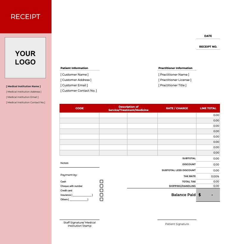 medical invoice template excel