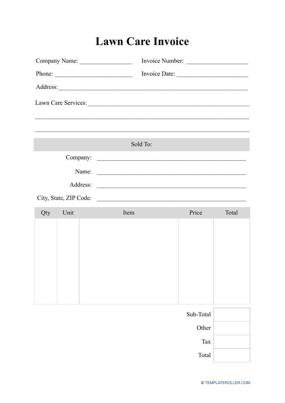 care invoice template