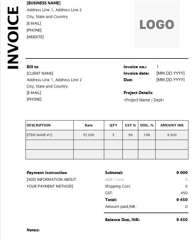 digital marketing services invoice template