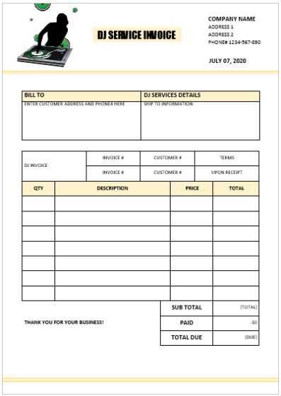 dj invoice template free download