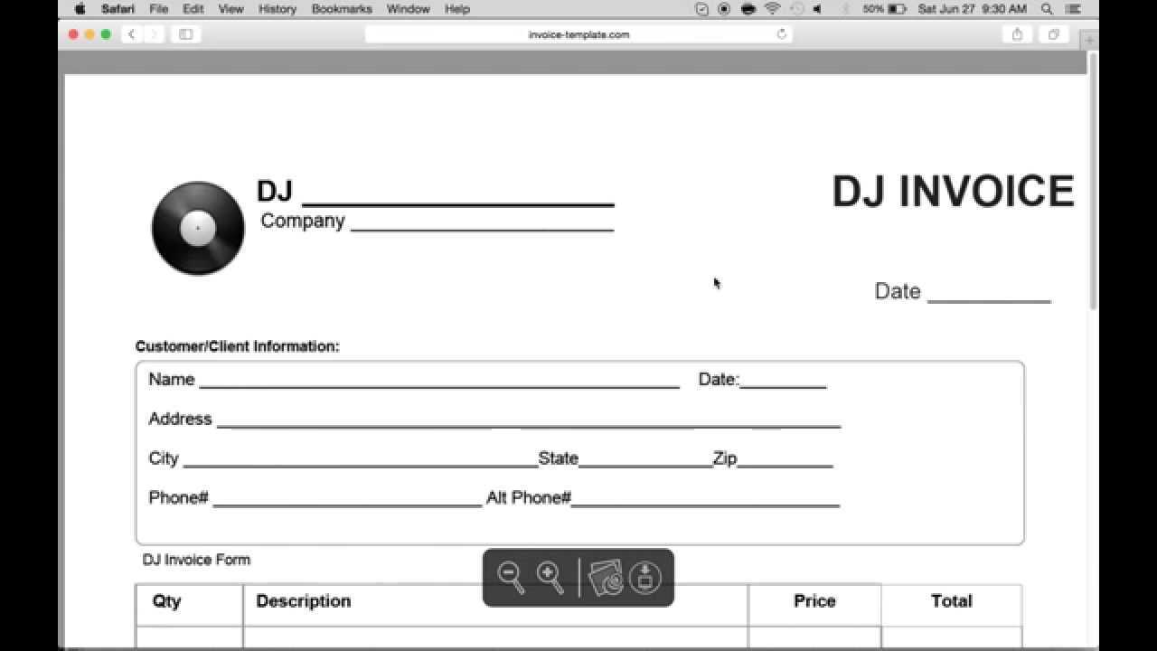 dj invoice template word