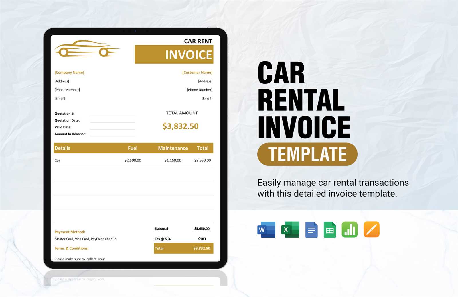 rental invoice template free