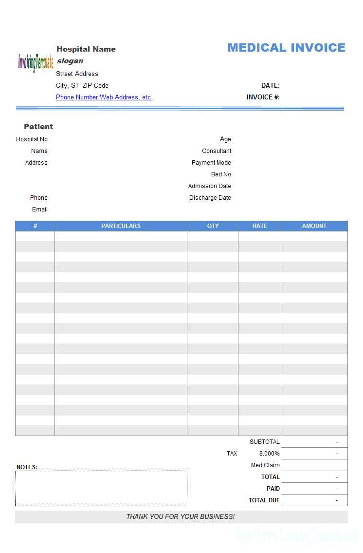 doctors office invoice template