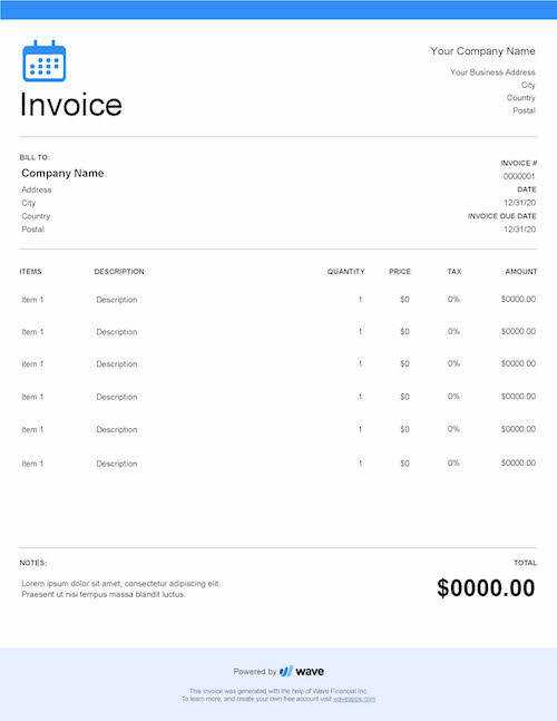 event invoice template