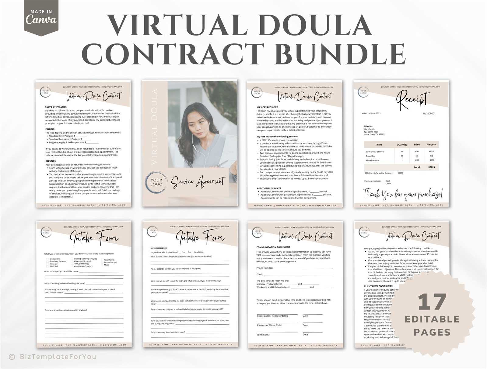 doula invoice template