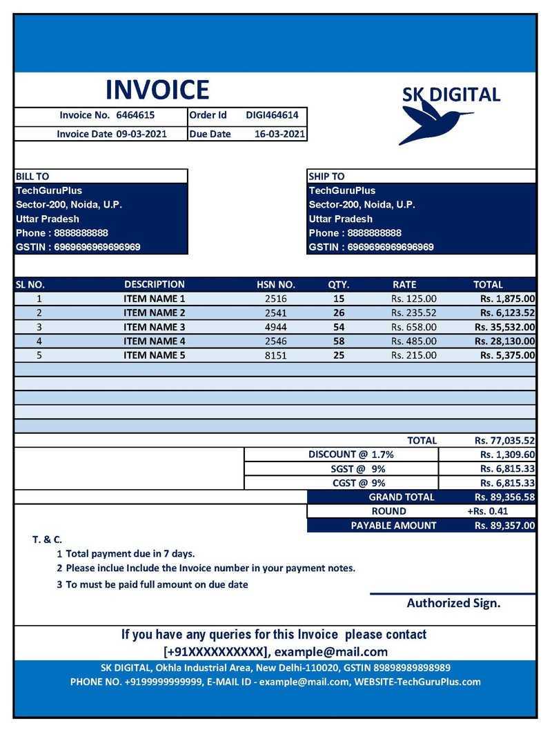 download sales invoice template excel