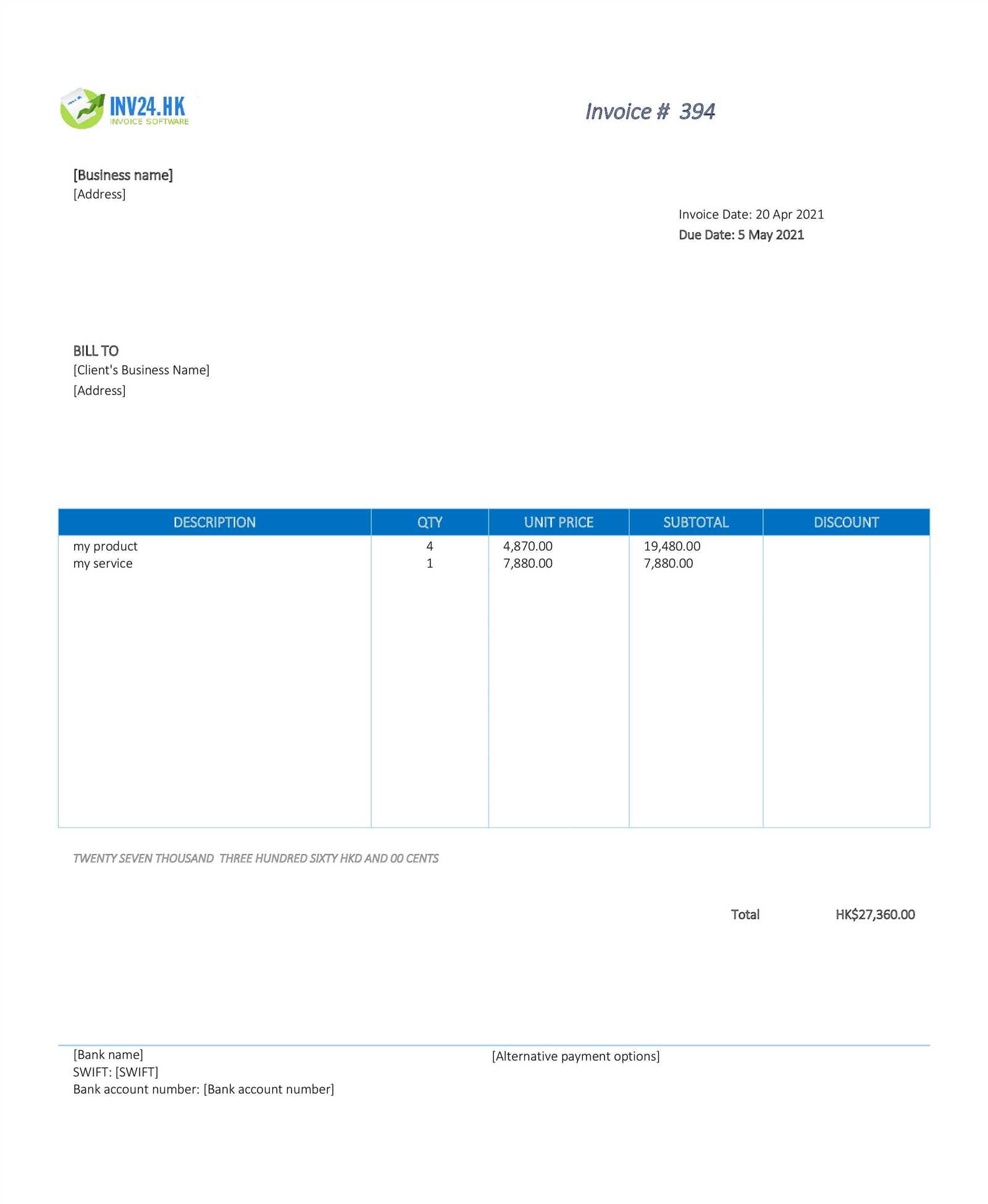 download template invoice gratis
