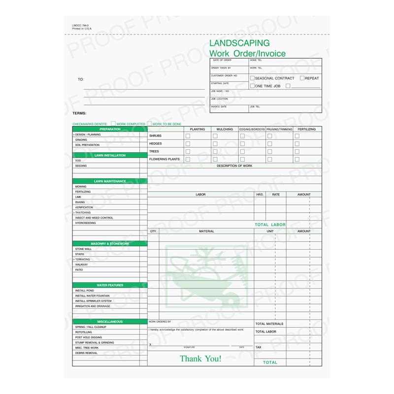 downloadable free landscaping invoice template