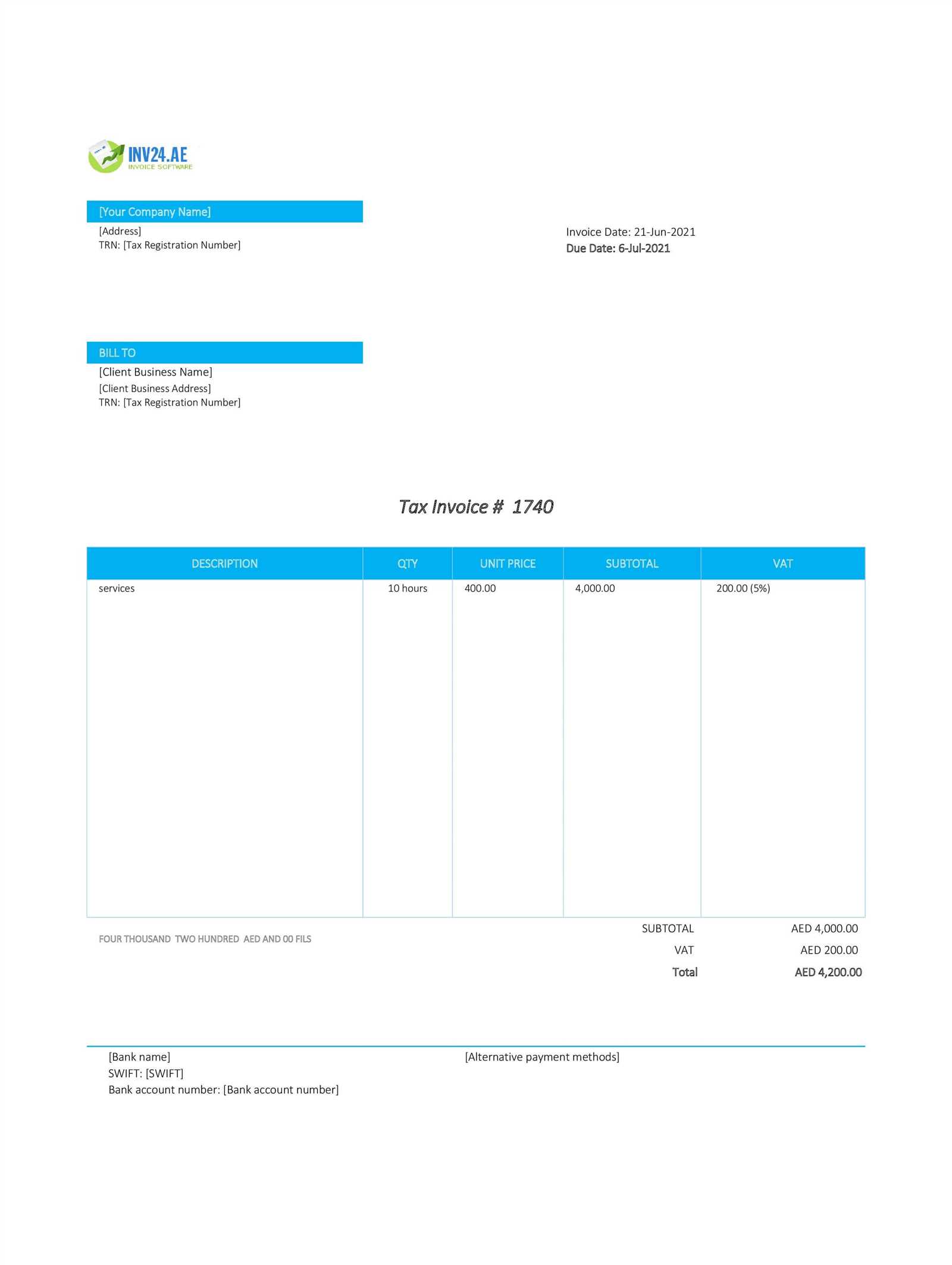 downloadable service invoice template