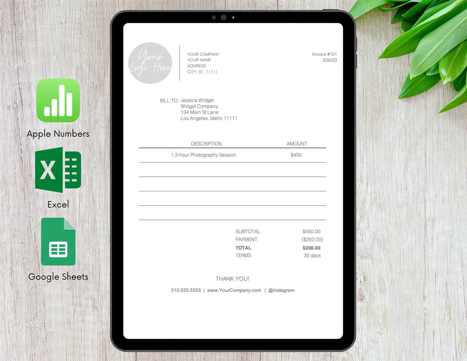invoice template numbers mac free