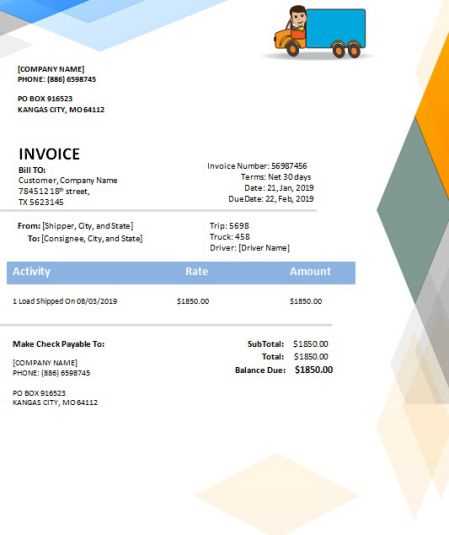 driver invoice template