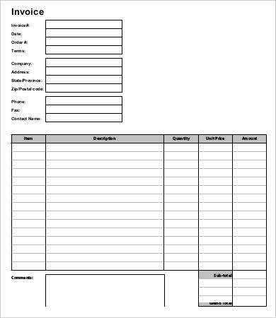 free blank invoice template excel