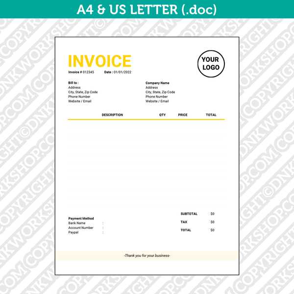 letter invoice template