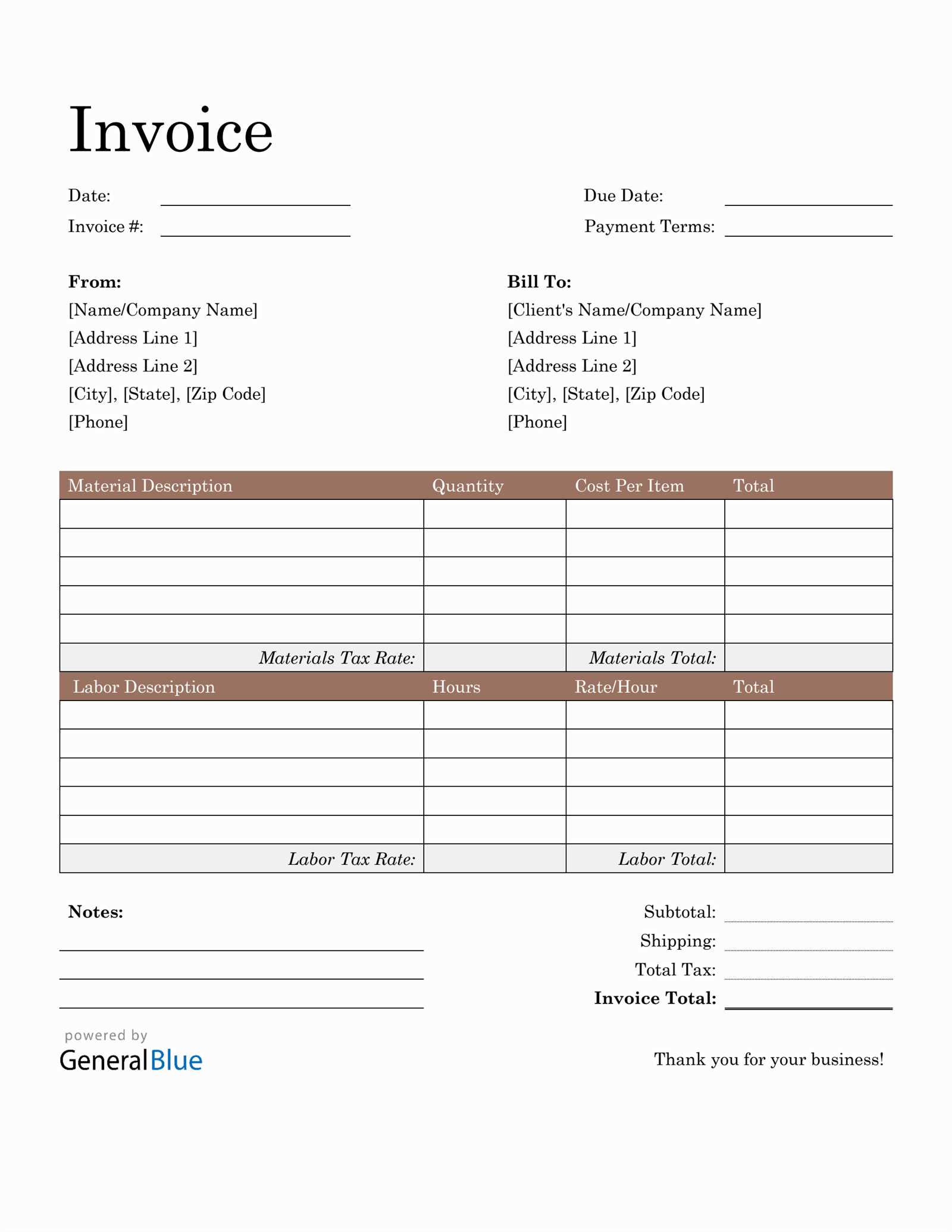 construction invoice templates