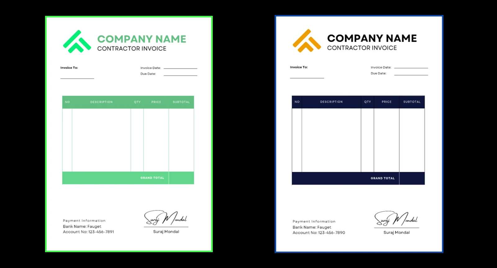 invoice template contractor