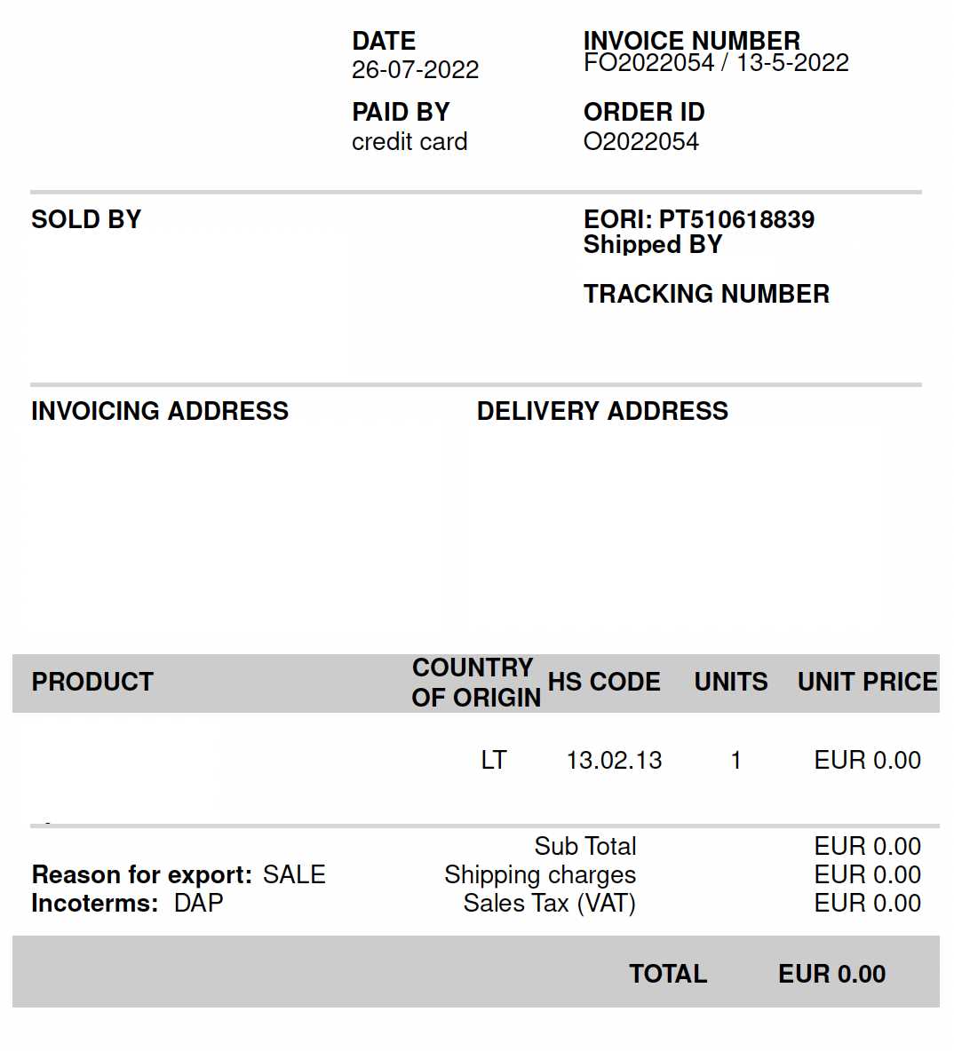 fedex customs invoice template