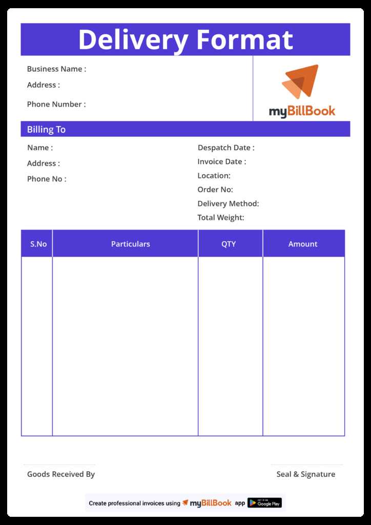 delivery invoice template free