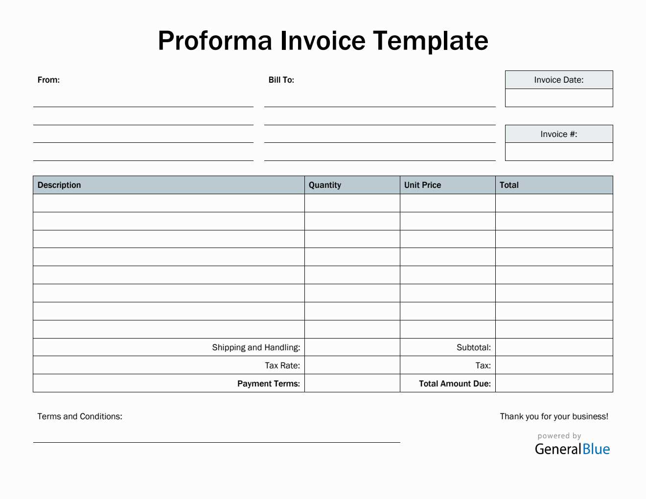 sales proforma invoice template