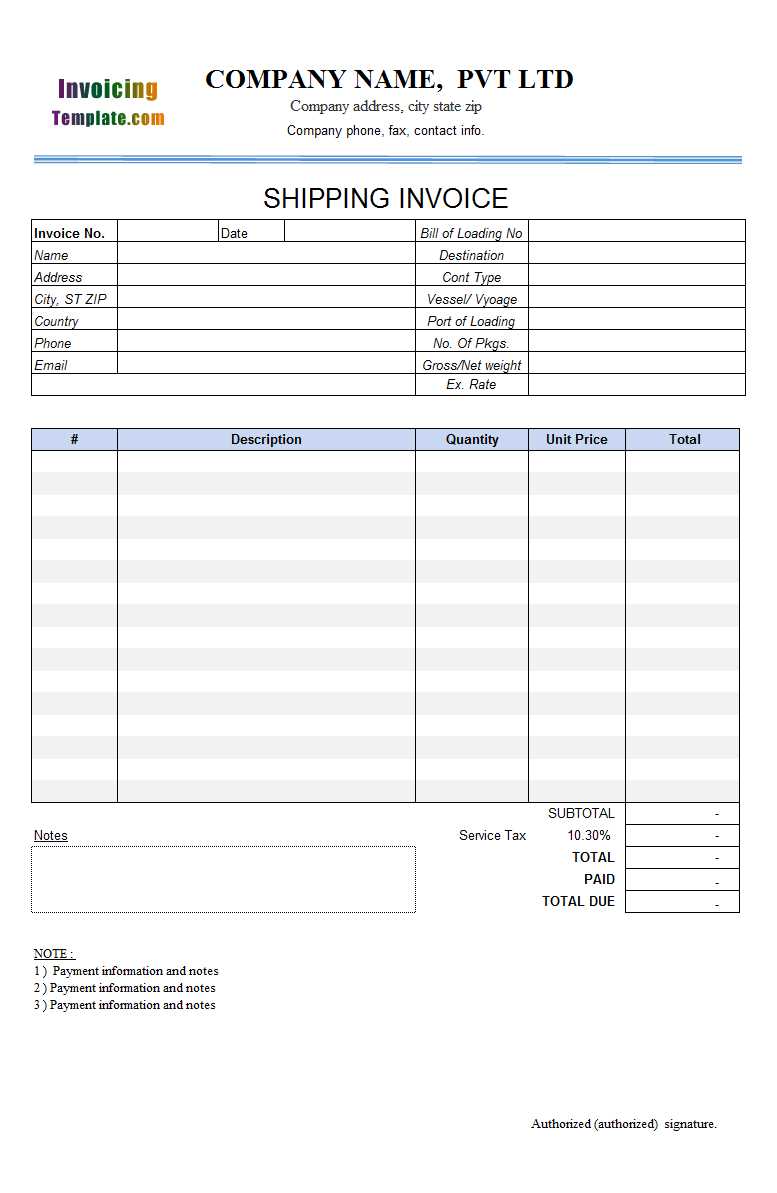 dhl shipping invoice template