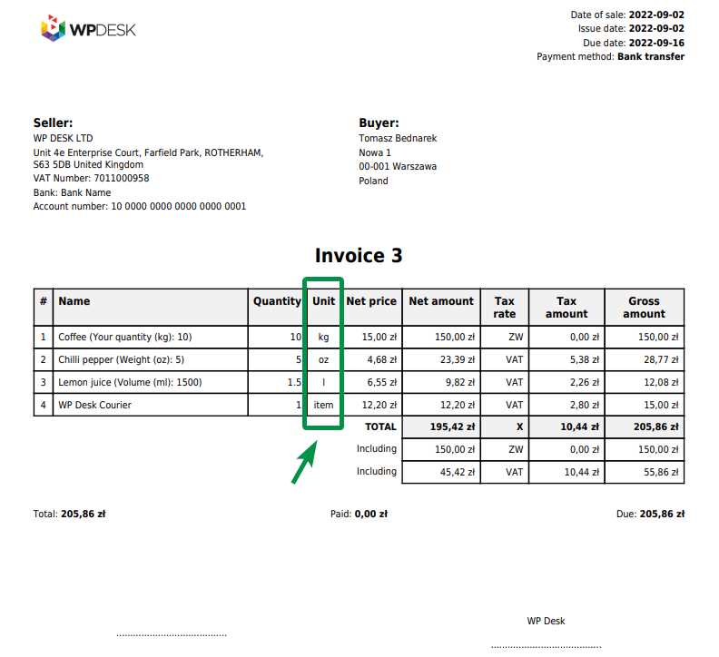 woocommerce pdf invoice template