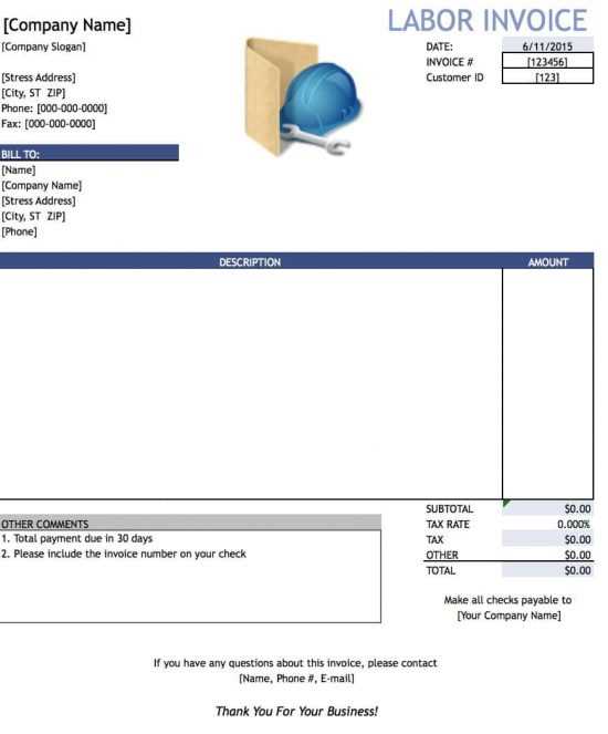 labor invoice template word