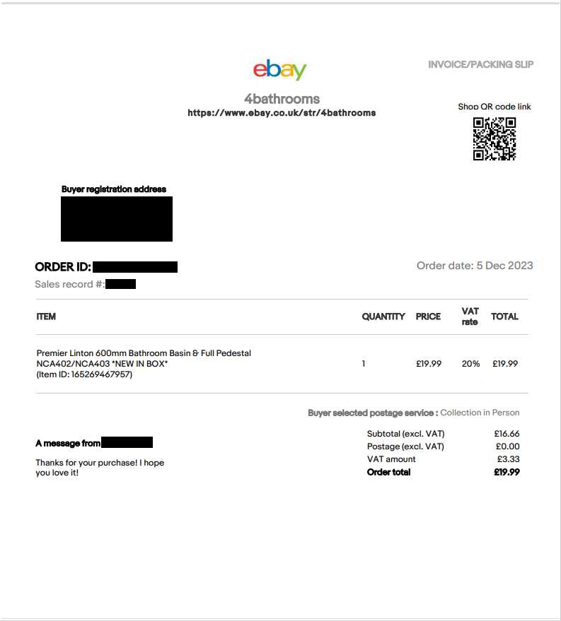 ebay invoice template word