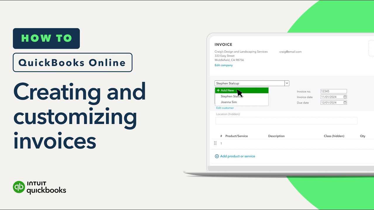quickbooks create invoice template