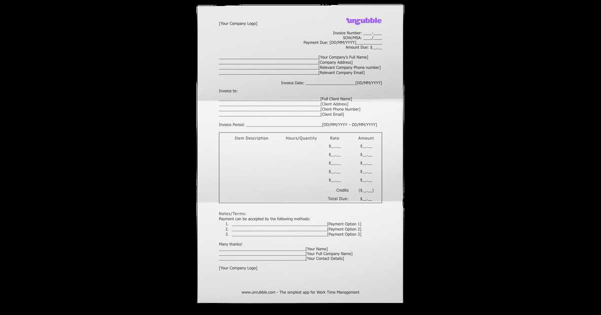 blank invoice template in word