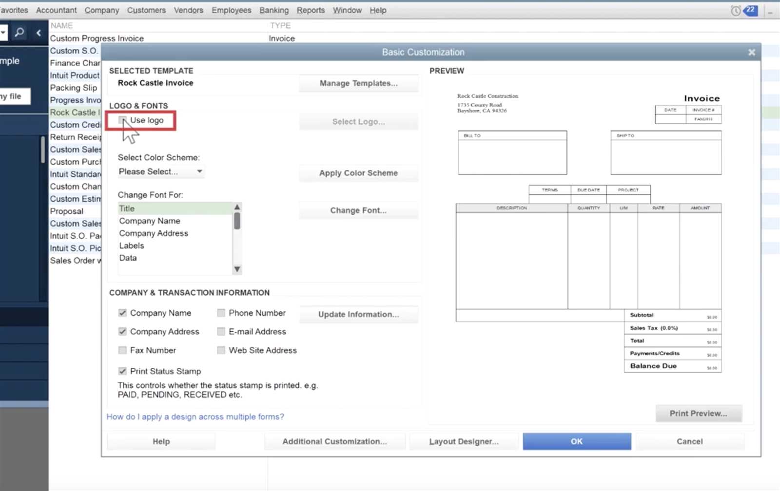 edit invoice template in quickbooks